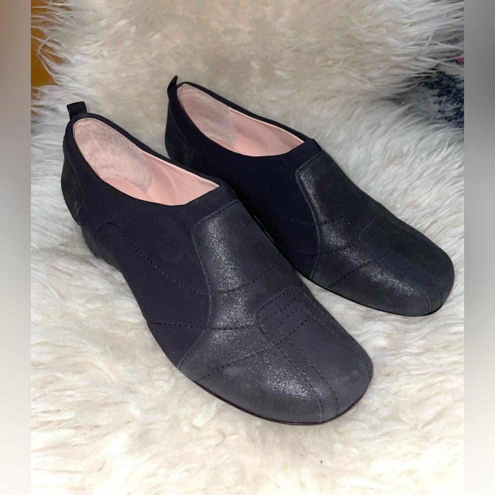 Taryn Rose Kuss Black Demi Wedge Comfort Slip On 9M